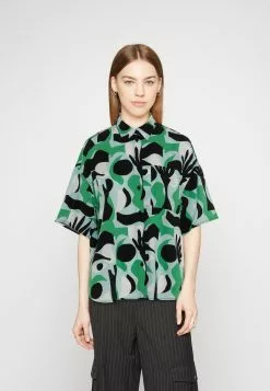 Monki Overhemdblouse - Turquoise/Light Green