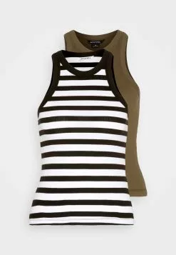Monki Top - White Light/Black And Green Khaki -Monki Verkoop 3df7275042164e1b953006c8604babae