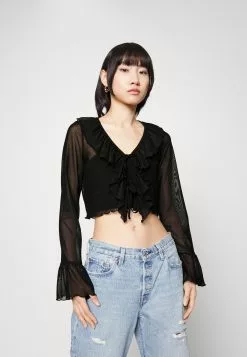 Monki Blouse - Black Dark Solid