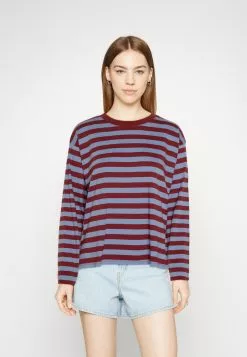 Monki Longsleeve - Dark Red/Blue