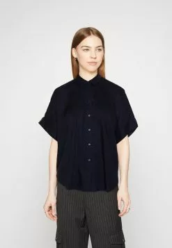 Monki Luca- Overhemdblouse - Dark Navy/Blue Solid