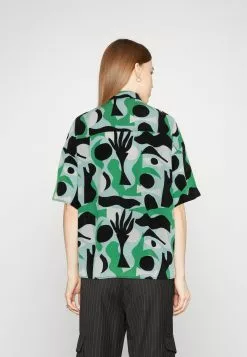 Monki Overhemdblouse - Turquoise/Light Green -Monki Verkoop 61af594f1ec74cfe9d7c4c57afad7cd8