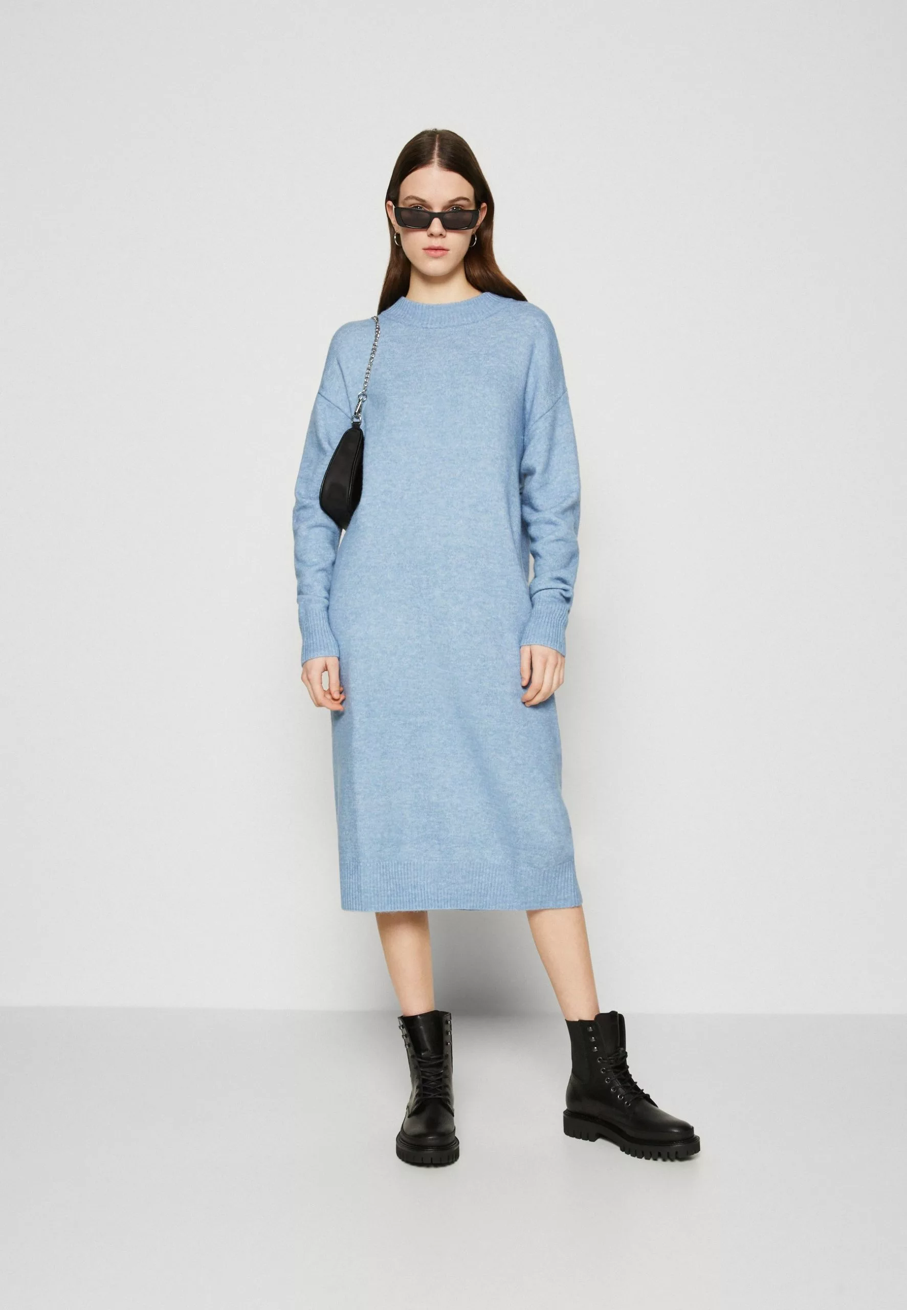 Monki Gebreide Jurk - Blue Light 4 Monki Gebreide Jurk - Blue Light - Afbeelding 2