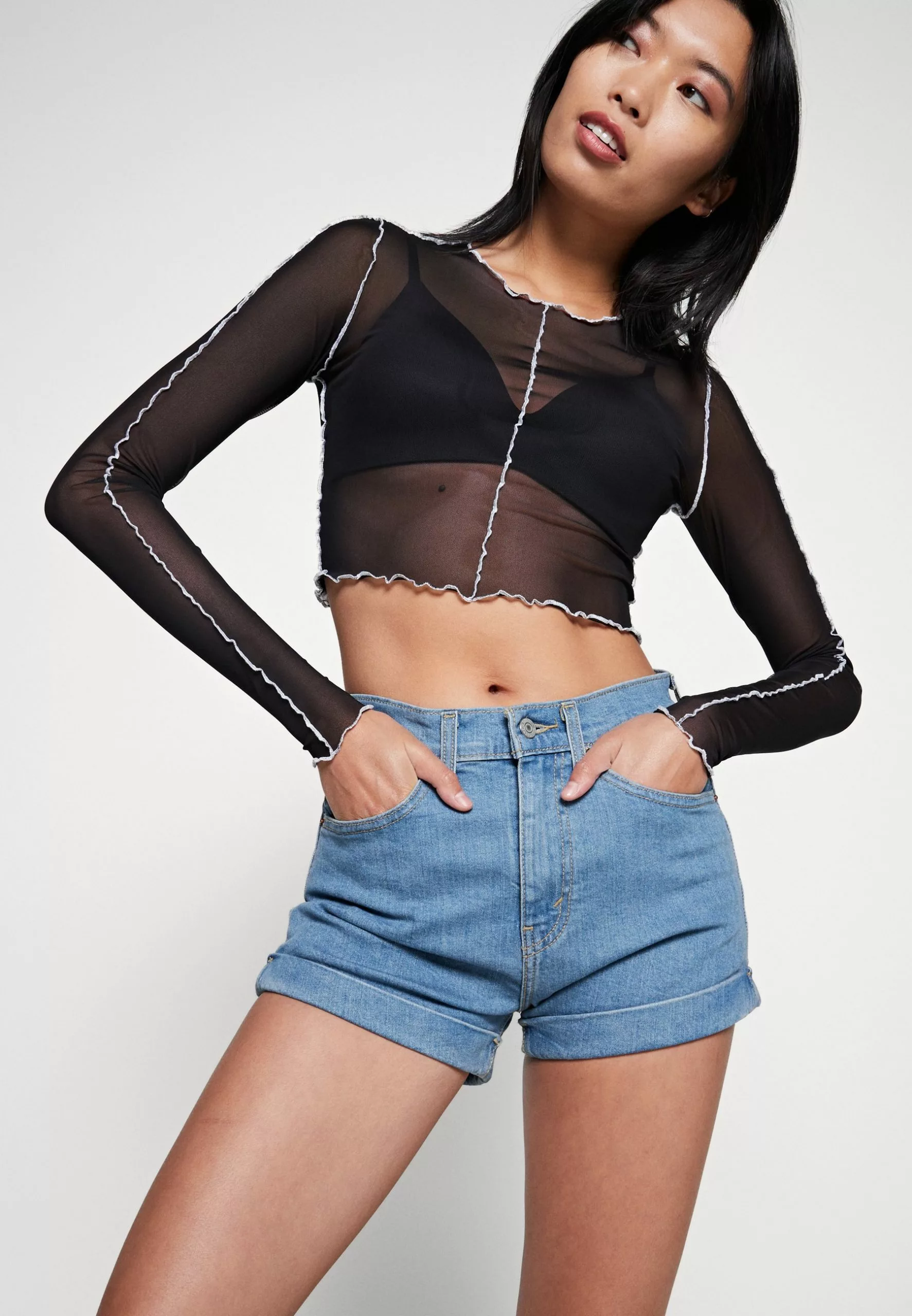 Monki Longsleeve - Black Dark Contrast Col Stitch 6 Monki Longsleeve - Black Dark Contrast Col Stitch - Afbeelding 4