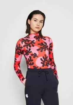 Monki Longsleeve - Red/Pink/Multi-Coloured