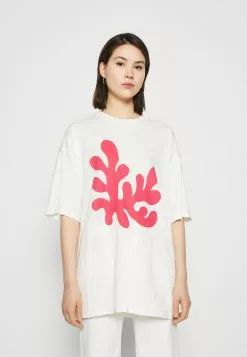 Monki T-Shirt Basic - Pink/Off-White