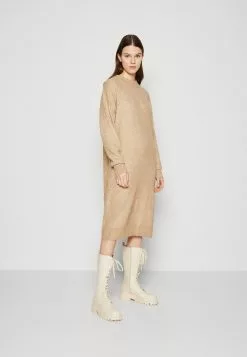 Monki Gebreide Jurk - Beige Medium Dusty Melange