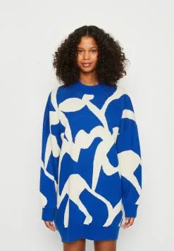 Monki Lisen Dress - Gebreide Jurk - Light Blue